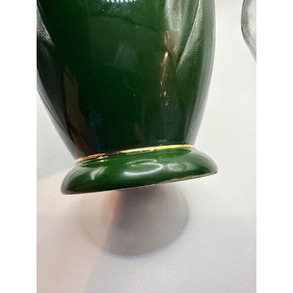 Vintage French Limoge Green Porcelain Vase With Classical Renaissance Courting - Picture 8 of 10